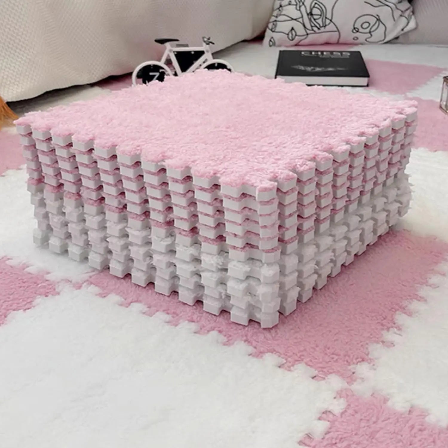 20 Pcs Plush Puzzle Foam Mats Bedroom