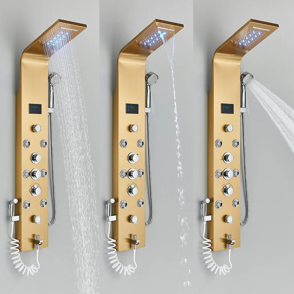 Bathroom Shower Panel system with Soft lighting.