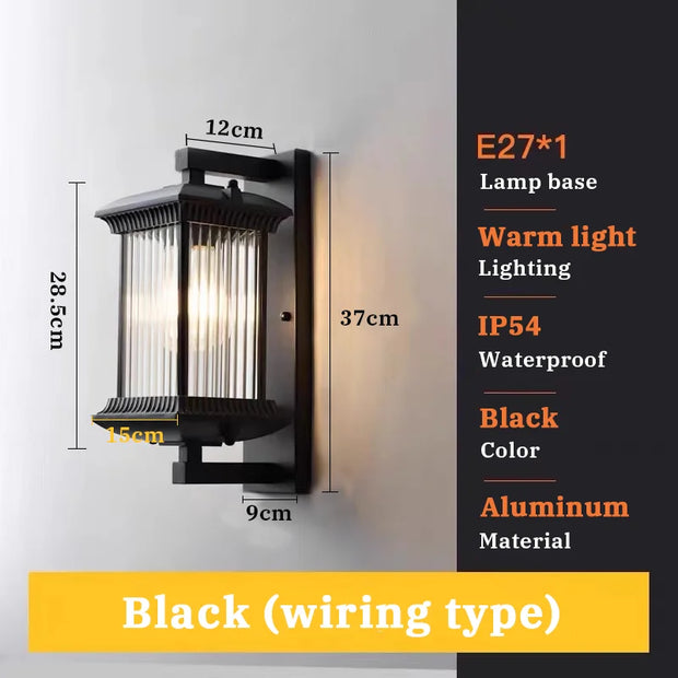Chinese Villa Gate Wall Lamp | E27 | IP54 | Black or Gold | Garden & Porch