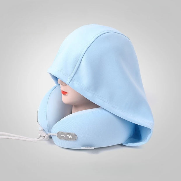 Hooded Travel Neck Pillow – 360° Memory Foam Support
