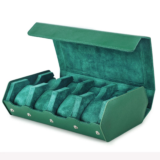 Exquisite Green Leather Hexagon Watch Display Case – 2/3/4/6/8 Slots.