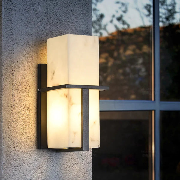Imitation Marble LED Porch Lamp | E27 12W | IP65 | AC85–265V | Courtyard & Path Sconce | 32–37cm