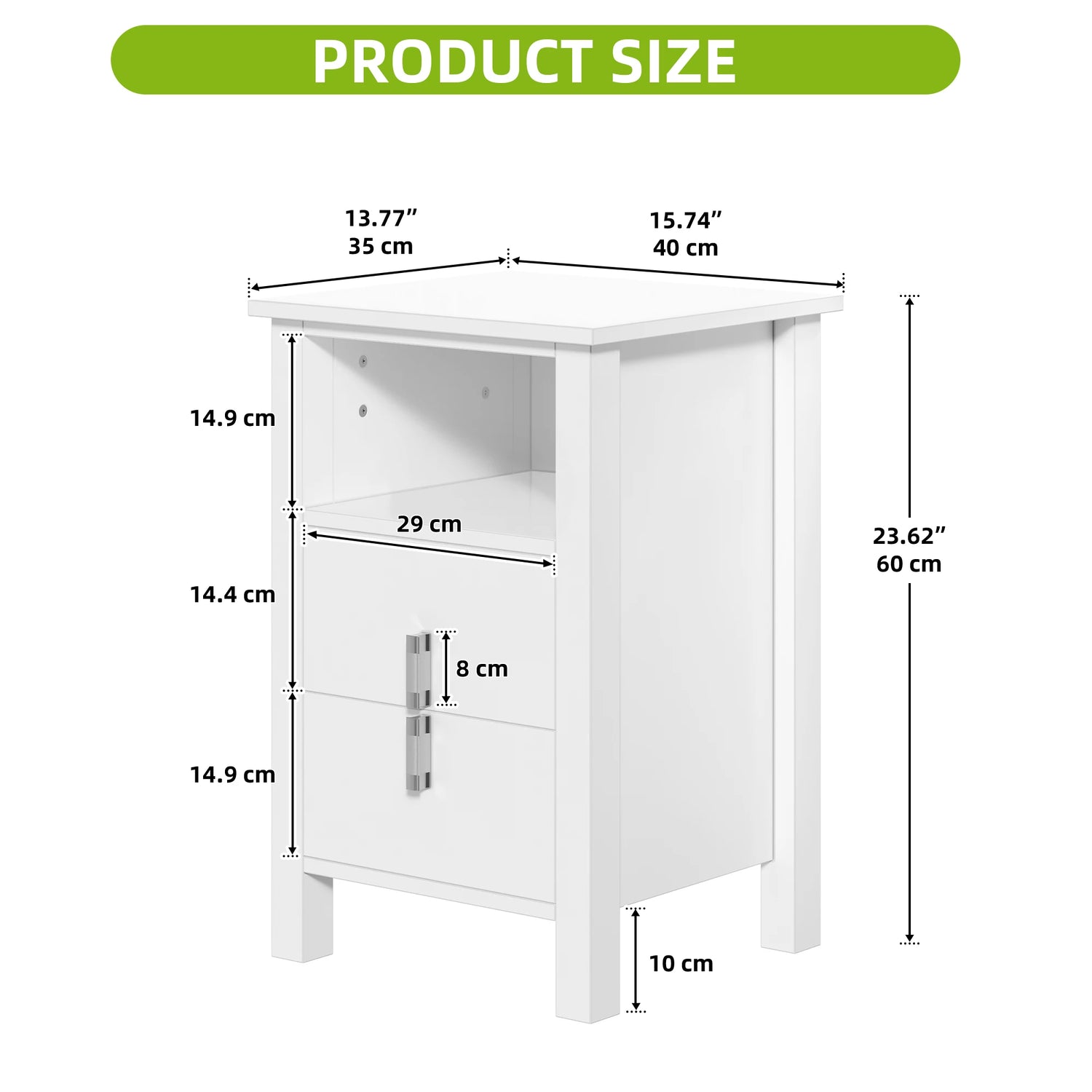 Wooden 3-Drawer Nightstand - 2m LED Strip & Charging Station (2AC/2USB)