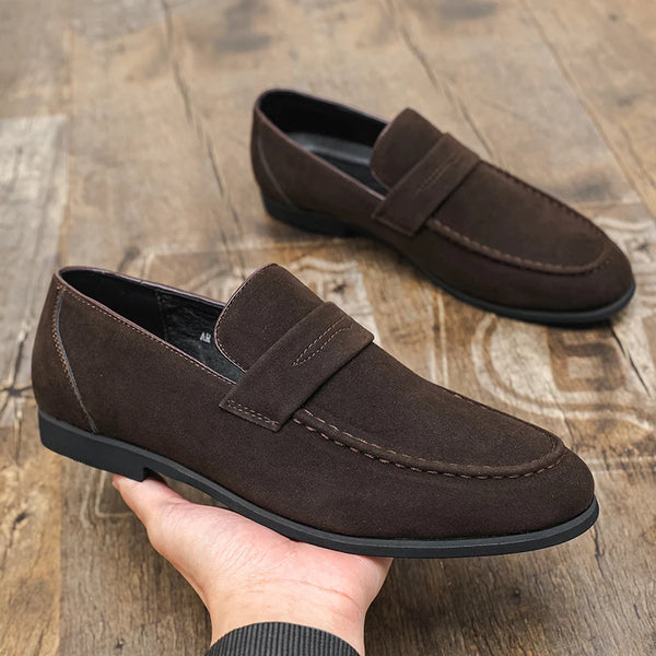 Men's Suede Pointed Slip-On Shoes – Breathable Casual