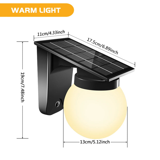 Solar Wall Light IP65 | Adjustable Brightness & Colour | Garden & Patio | 2pcs