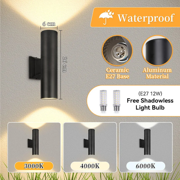 E27 Outdoor Wall Light | IP65 | Replaceable Bulb | Gate & Garden | 2pcs