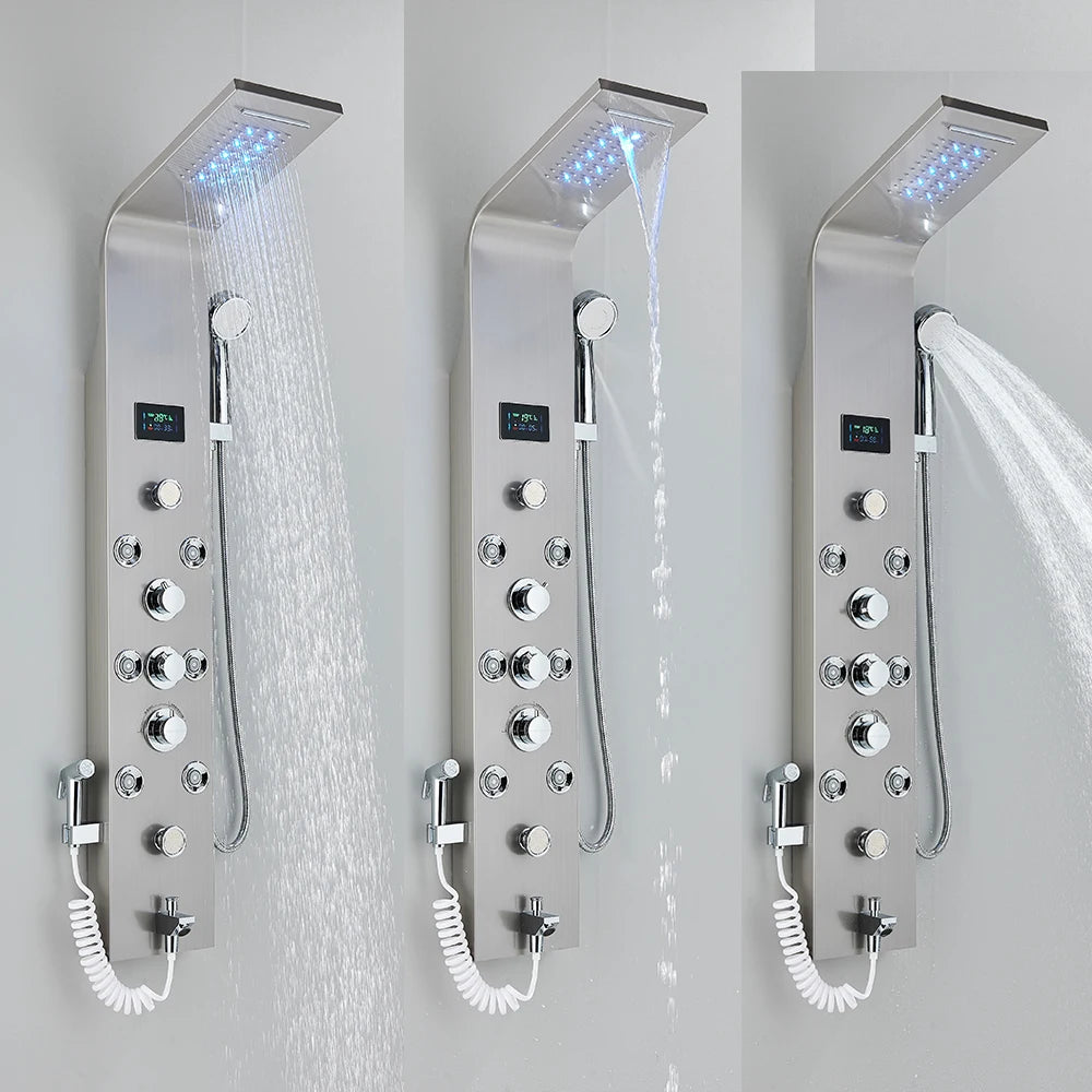 Bathroom Shower Panel system with Soft lighting.